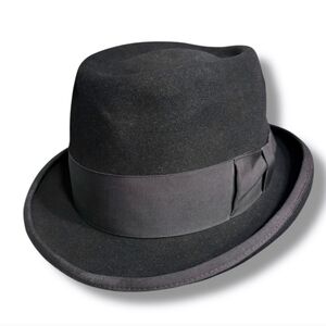 JAY-TEE HATTERS Black Felt Homburg Hat VINTAGE